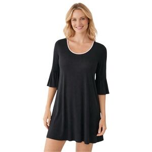 Kate Spade Black Ruffle Sleeve Nightshirt XS Soft Modal Sleep Dress Lounge Tunic